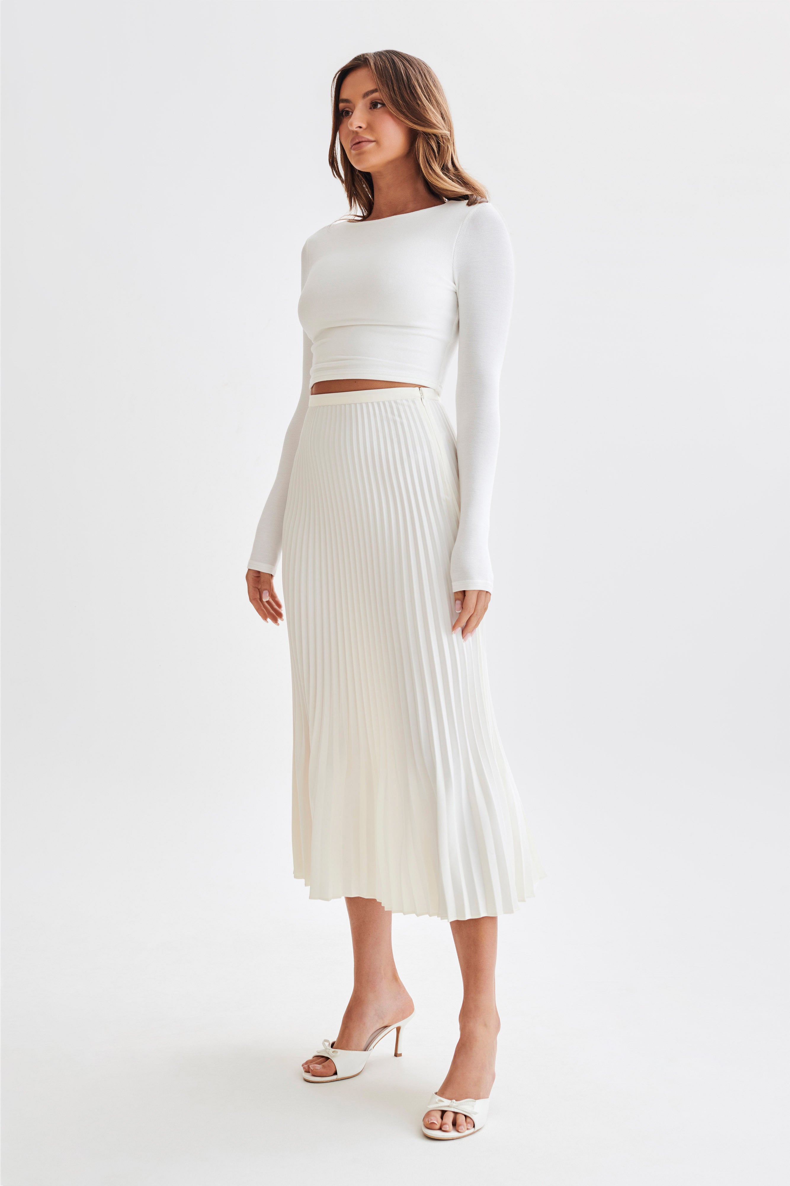 Abigail Long Sleeve Modal Top - White