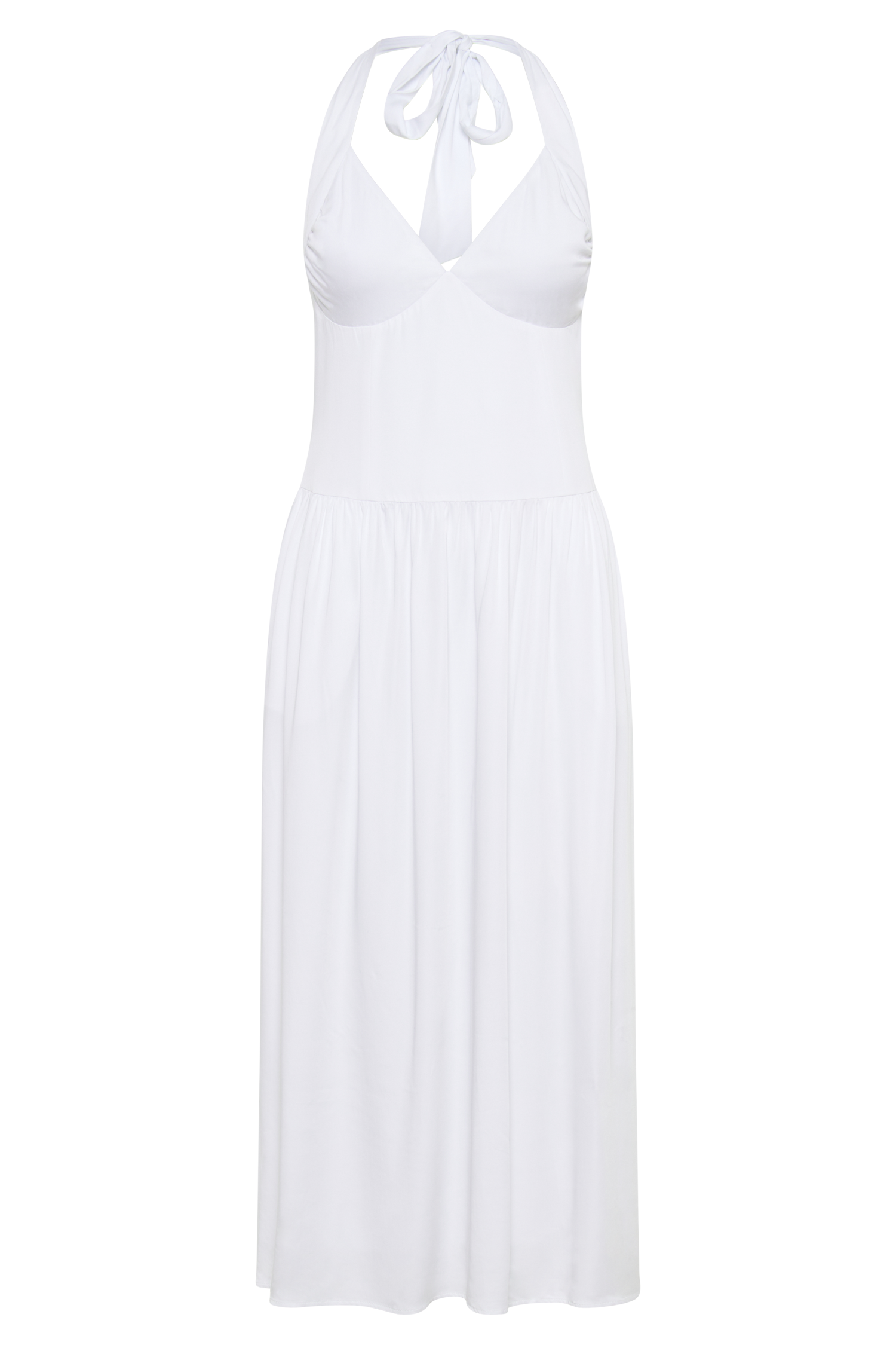 Harriette Halter Midi Dress - White