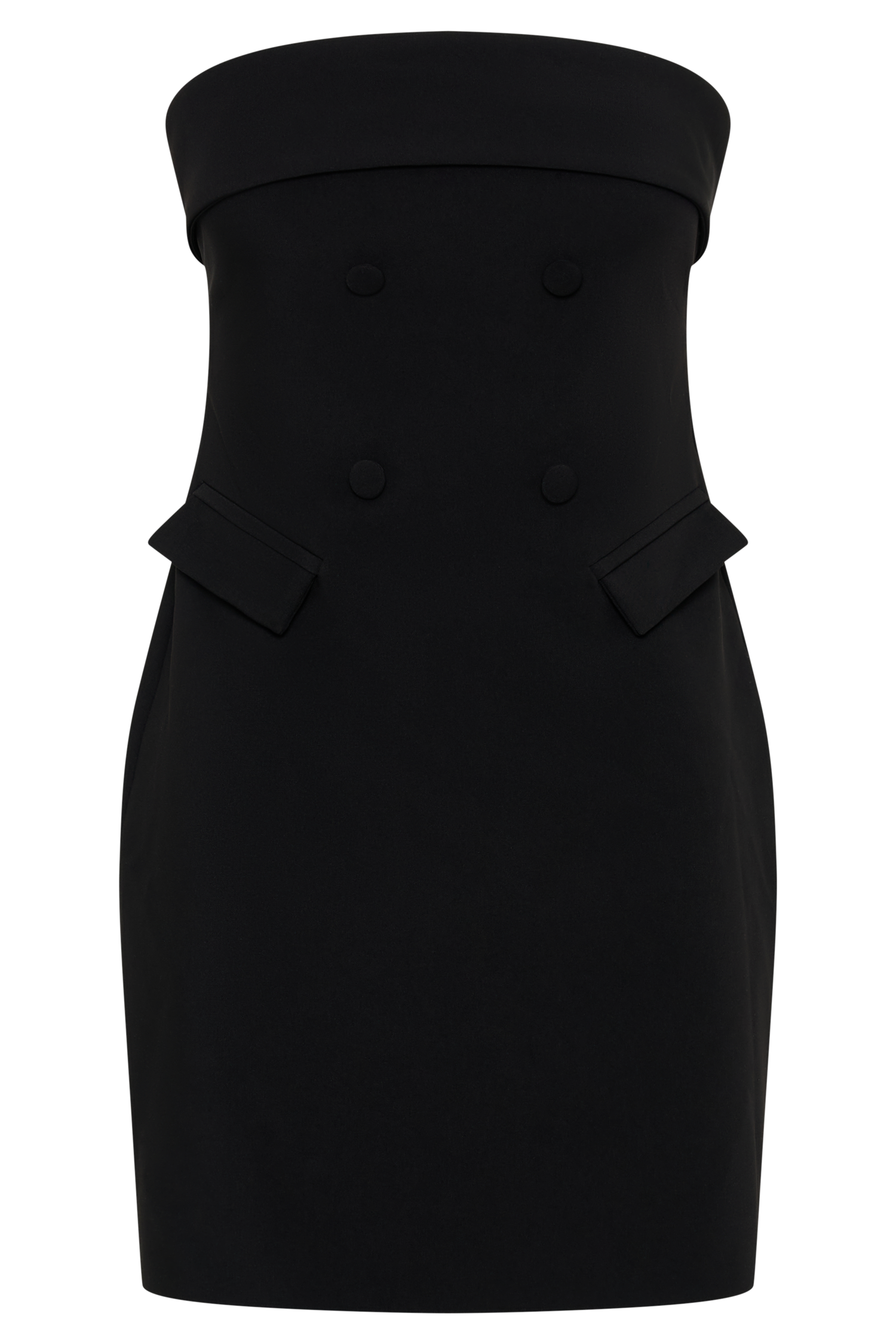 Abbie Strapless Suiting Mini Dress - Black
