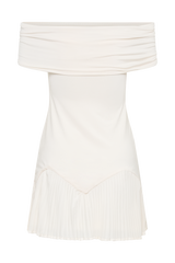 Melina Slinky Off Shoulder Mini Dress - Ivory