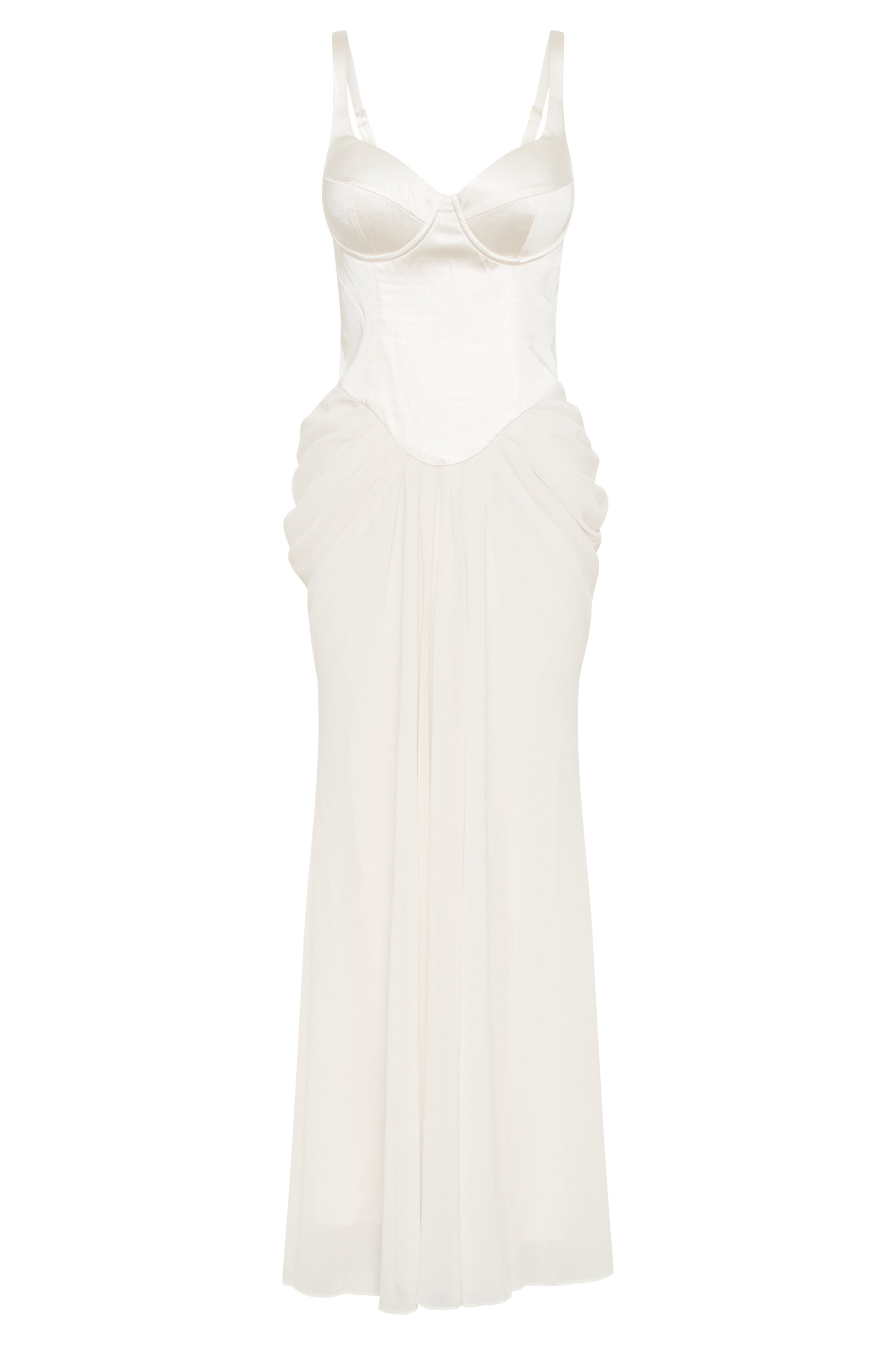 Leila Satin Corset Maxi Dress - Ivory