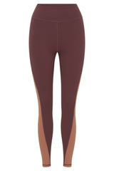 Libby Two Tone Panel Leggings - Mahogany/Tan