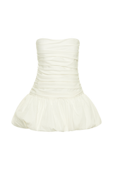 Fran Ruched Cotton Mini Dress - White