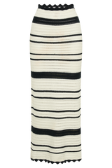 Jadia Contrast Crochet Fishtail Maxi Skirt - Black/White