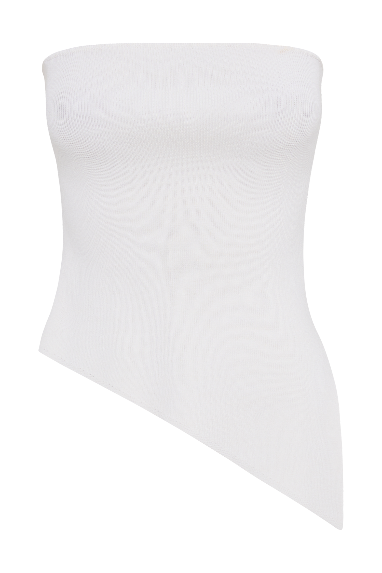 Sidney Asymmetrical Strapless Knit Top - White