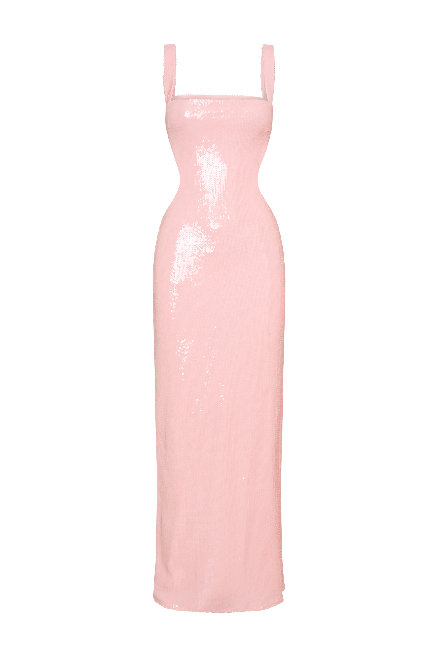 Adoria Sequin Cut Out Maxi Dress - Pale Pink
