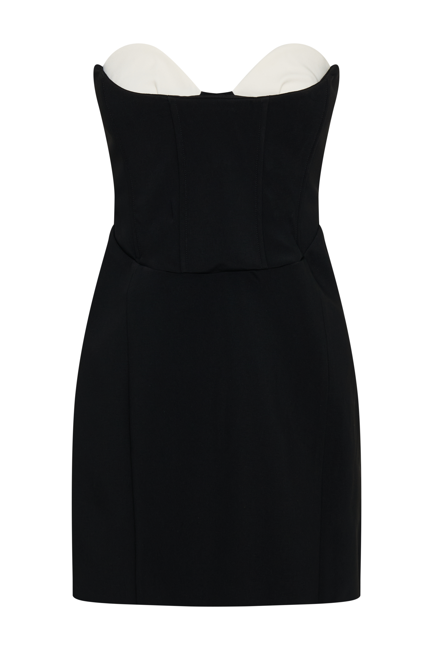 Deana Contrast Suiting Strapless Mini Dress - Black