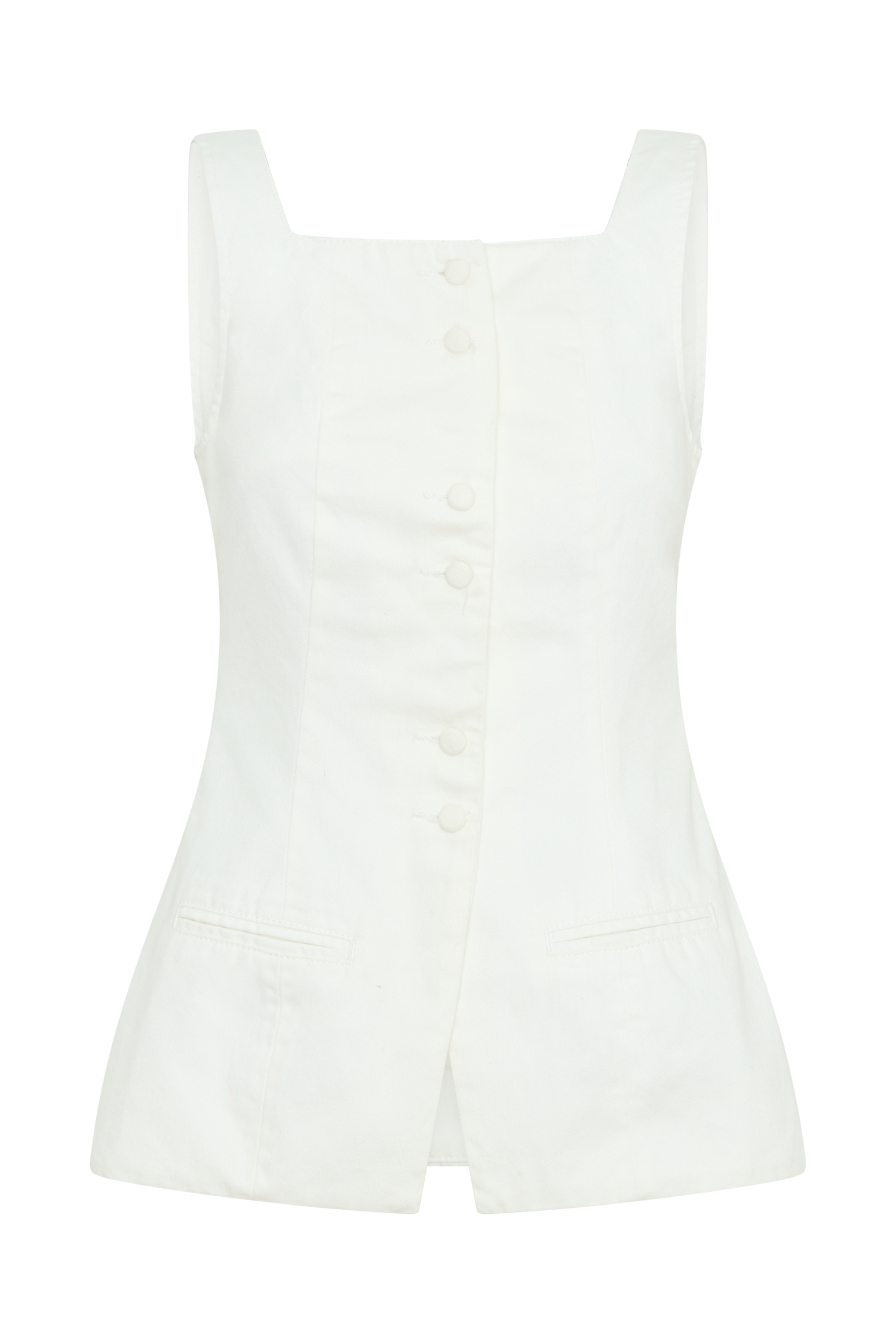 Kaitlyn Square Neck Long Line Top - White