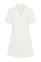 Quentin Suiting Pleated Mini Dress - Ivory