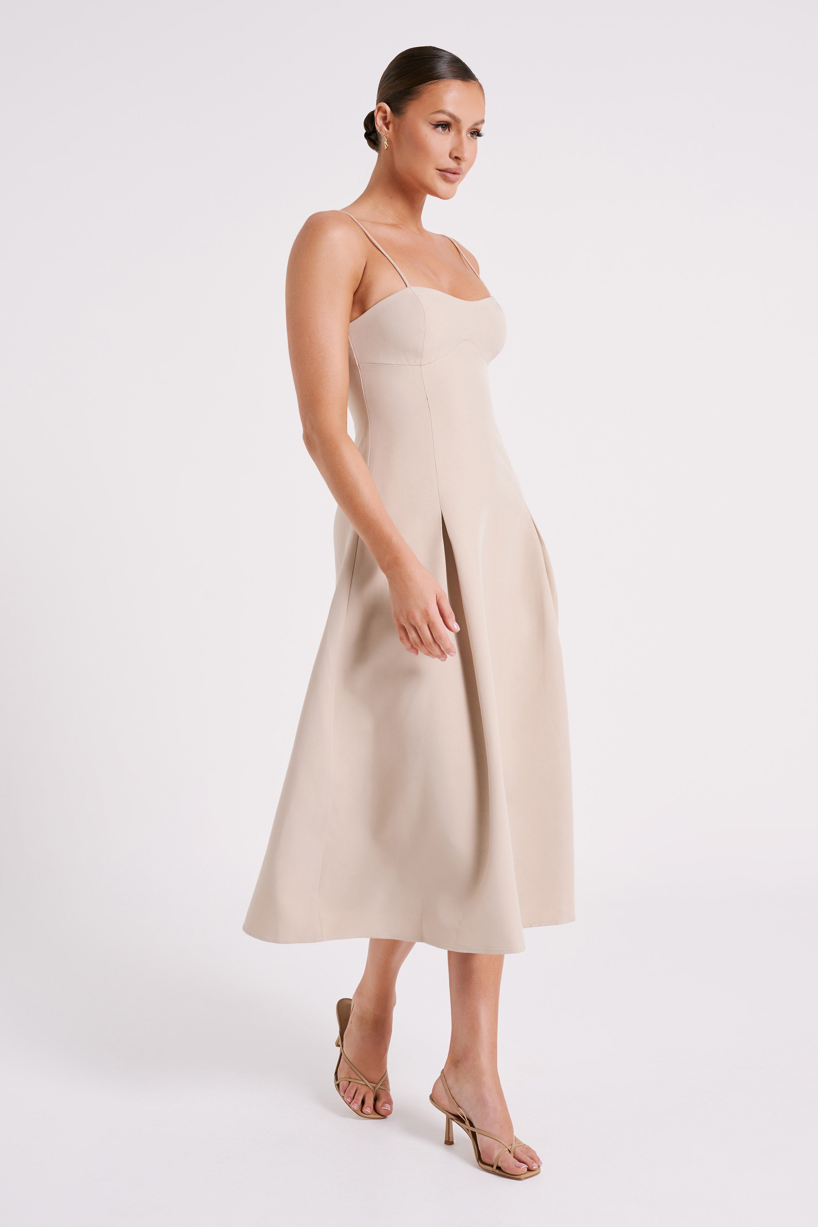 Alaina A-Line Midi Dress - Natural