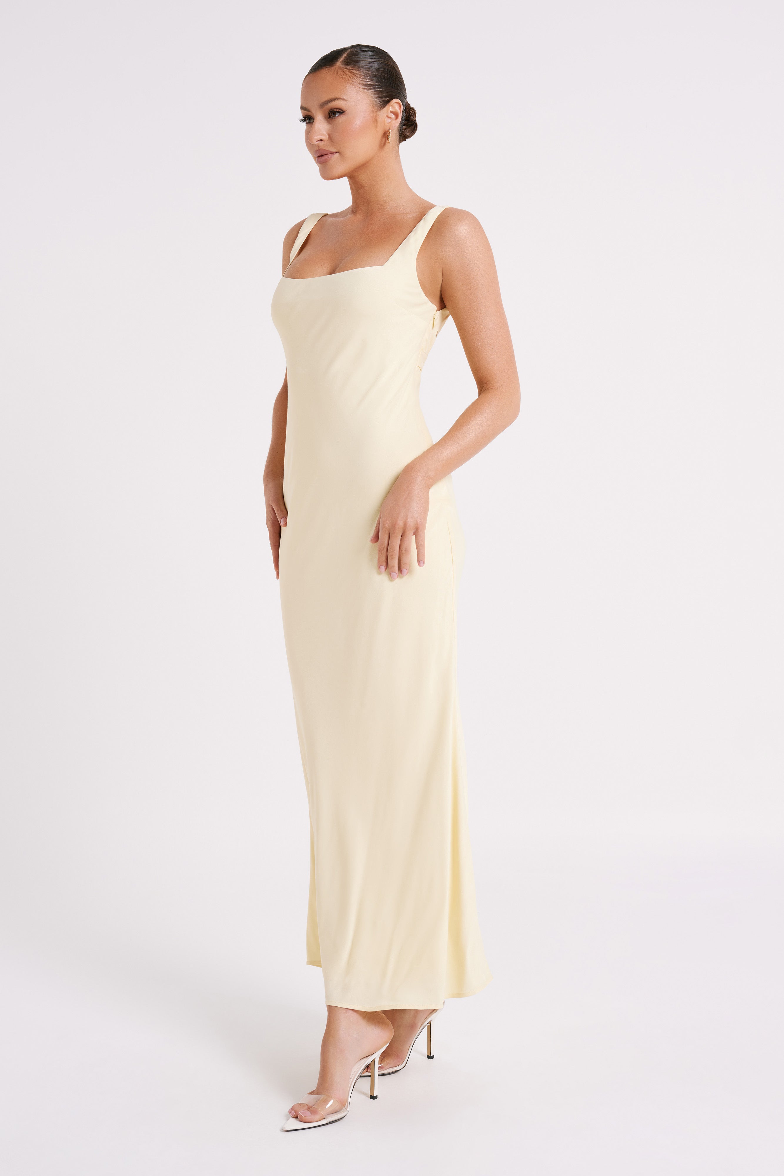 Ensley Satin Maxi Dress - Light Yellow
