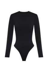 Delilah Long Sleeve Crew Neck Bodysuit - Black